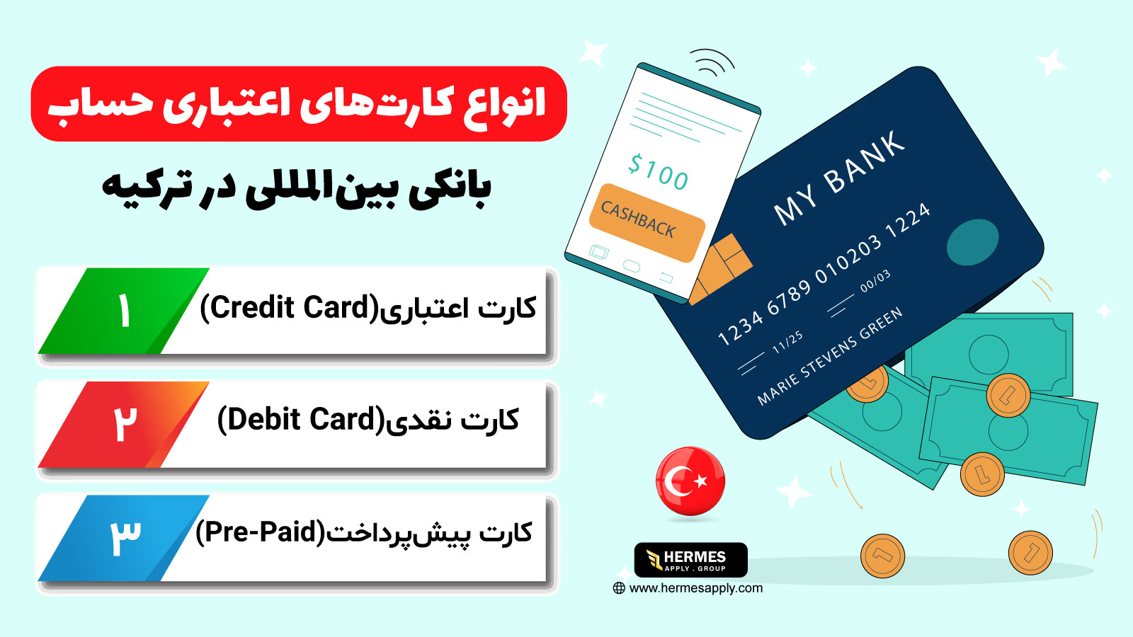 انواع کارت های اعتباری حساب بانکی بین المللی در ترکیه